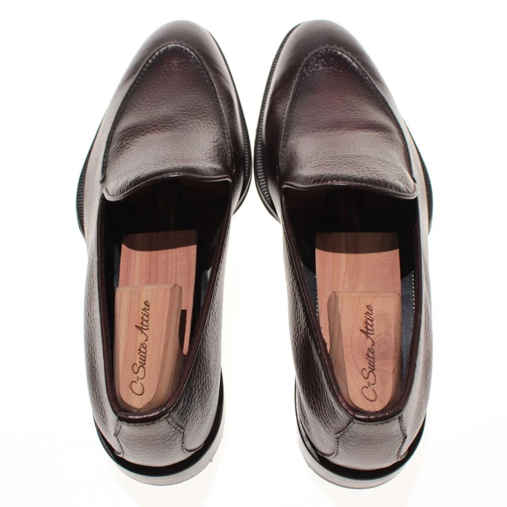 Di Bianco NWB Slip On Loafers Size 9.5 US in Dark Purple Pebbled Leather